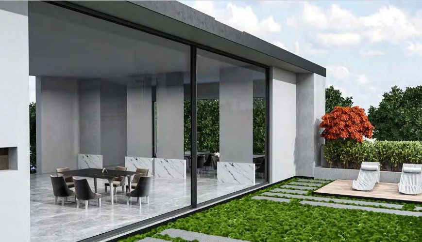 Elevated Outdoor Dining with Aluminum Sliding Doors
