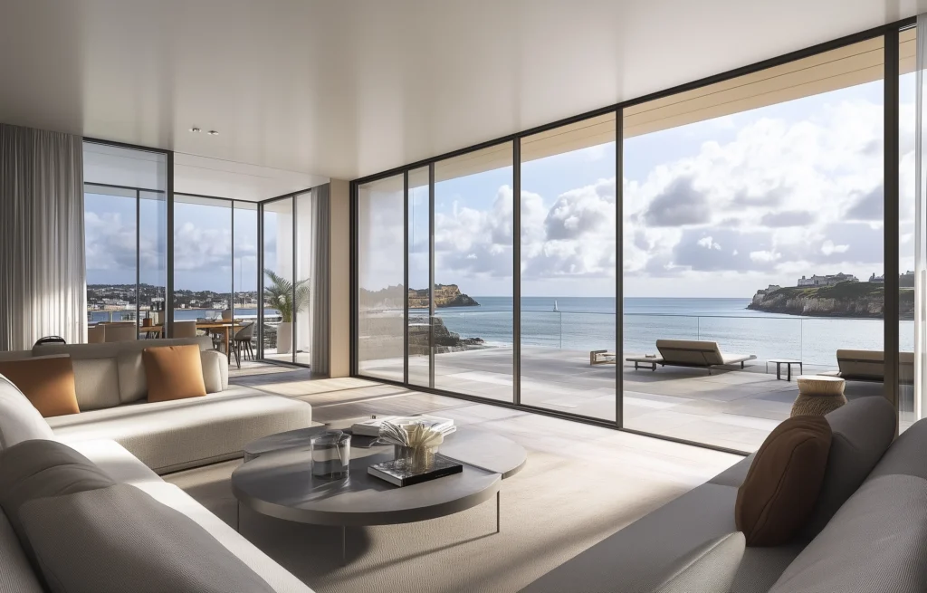 hurricane impact sliding door with large glass panel