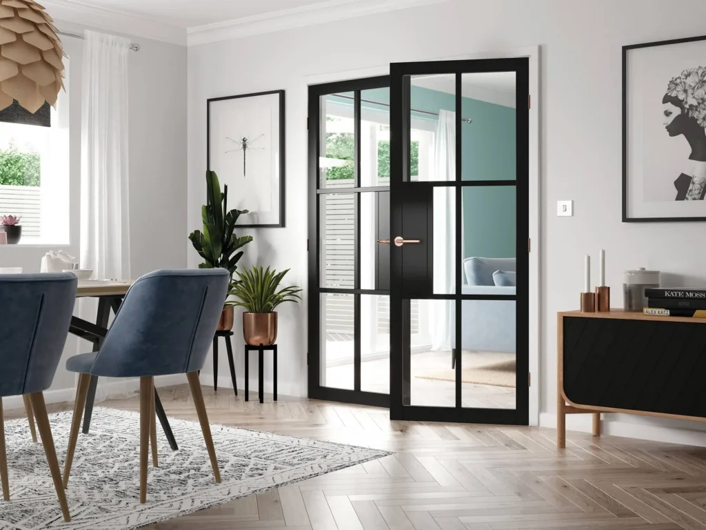 modern aluminium interior glass door